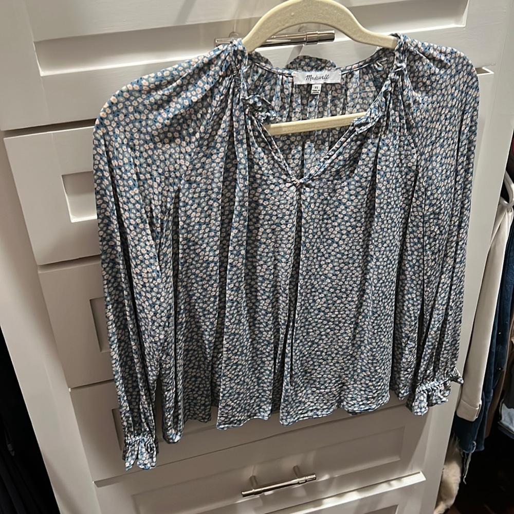 Madewell silk floral blouse xs